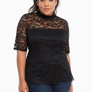 TORRID BLACK mock neck lace top SZ 3 1176